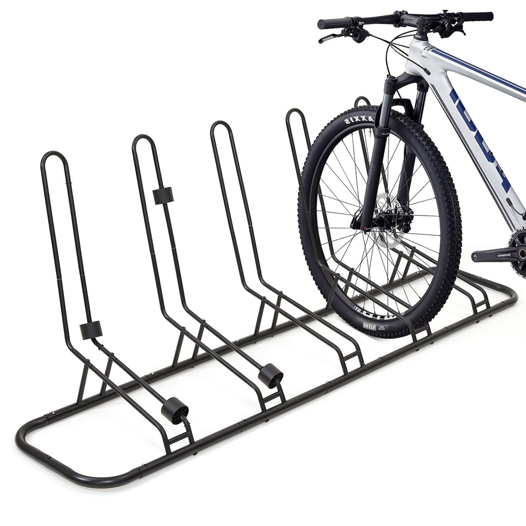 5 Bike Rack Bike Stand with No Hit on Disc Brake and Derailleur Waterproof Bike Floor Stand for Road Bike Kids Bike MTB Bicycle Rack for Garage Indoor Outdoor (5 Bike Rack)