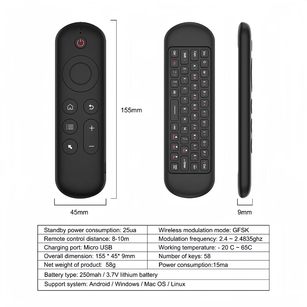 KEBIDUMEI Air Mouse Remote Control 2.4G Wireless Mouse Bluetooth Keyboard and Mouse Rechargeable Mini Keyboard for TV BOX Laptop